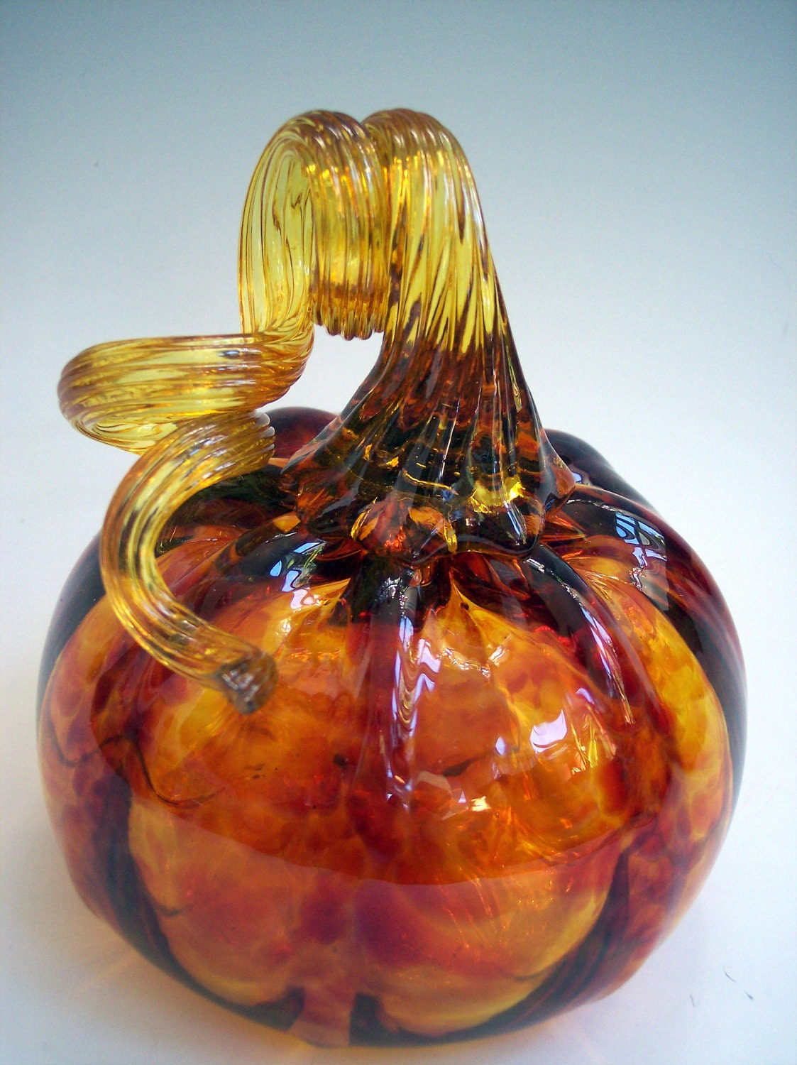 Happy Large Hand Blown Glass Pumpkin/Squash by Rebecca Zhukov