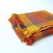 vintage Wool Throw . Ombre Plaid Blanket w Fringe . Faribo . Orange Goldenrod Brown
