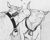 Kissing Cows Print by Nicole J. Georges