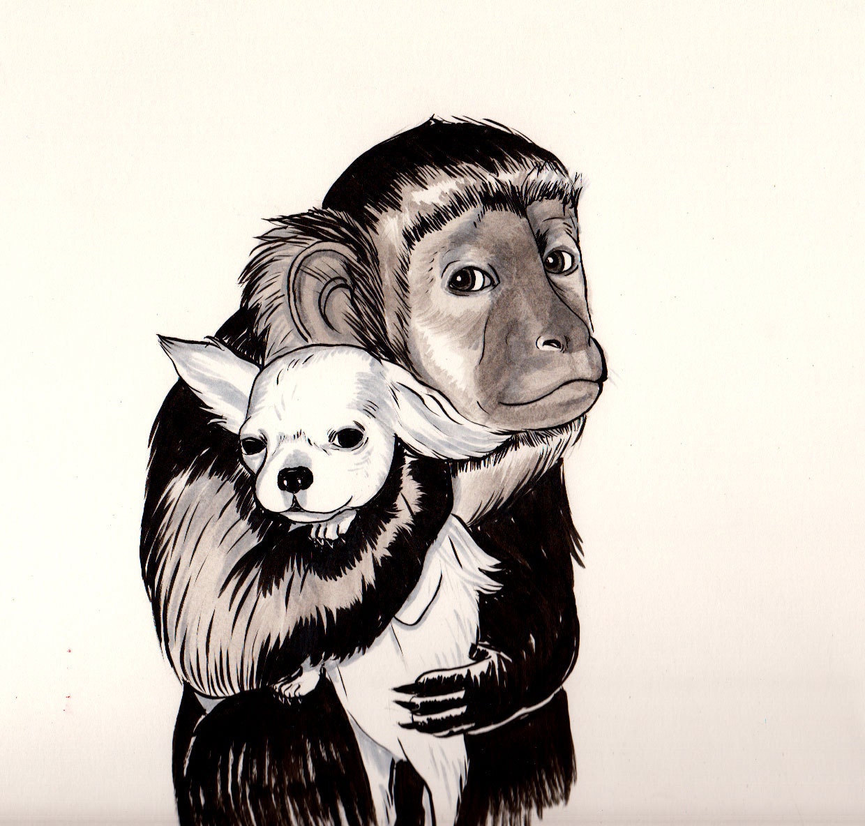 small Monkey & Dog print by Nicole J. Georges