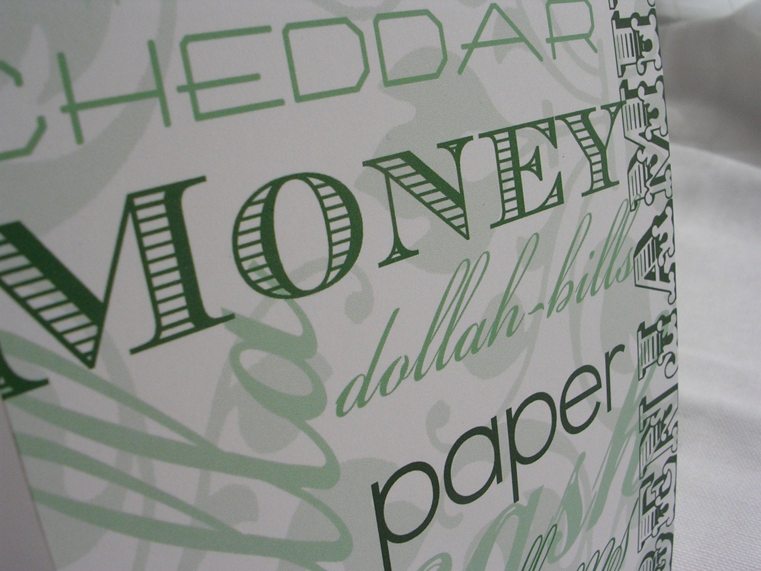 Skrilla Cheddar Paper Dough Cash Money Benjamins - Greeting Card