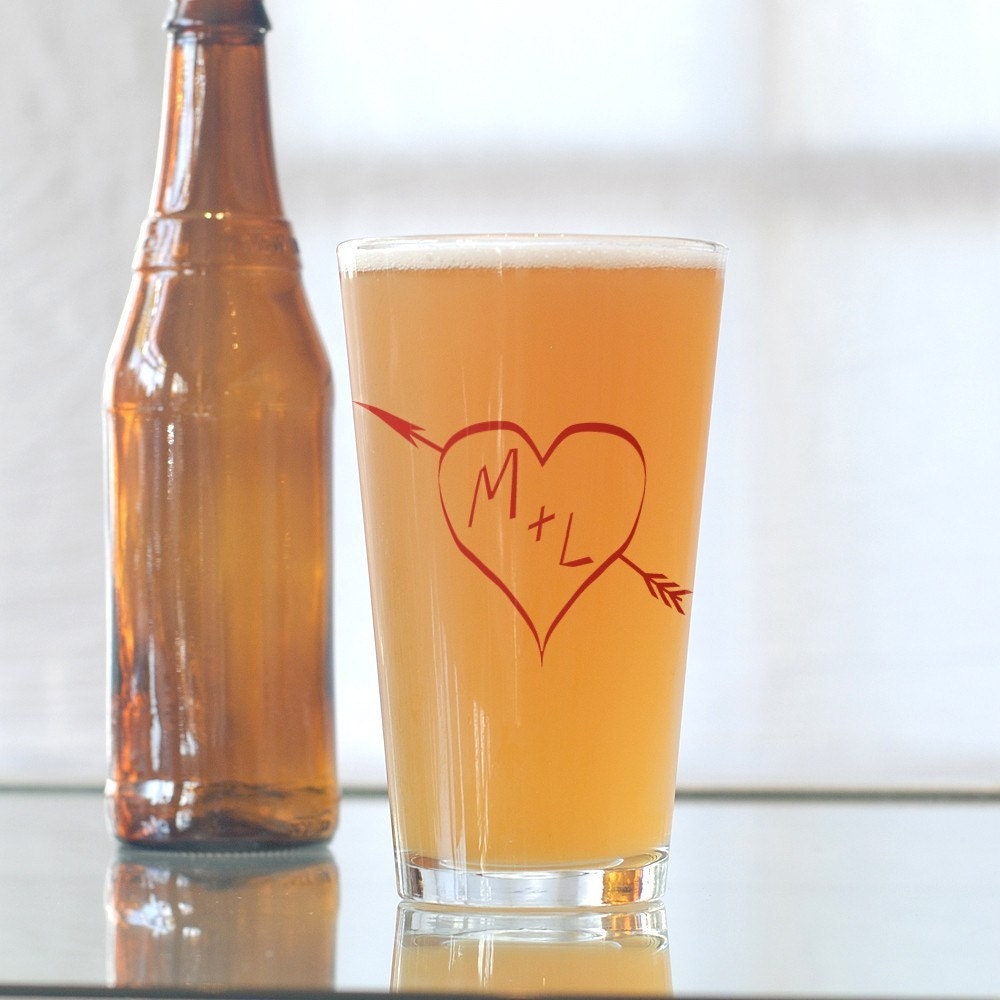 True love, custom screen printed glassware, pint glasses