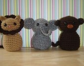 CROCHET PATTERN - Cubicle Critter III -Lion, Elephant and Monkey