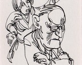 Bickering - an original ink drawing