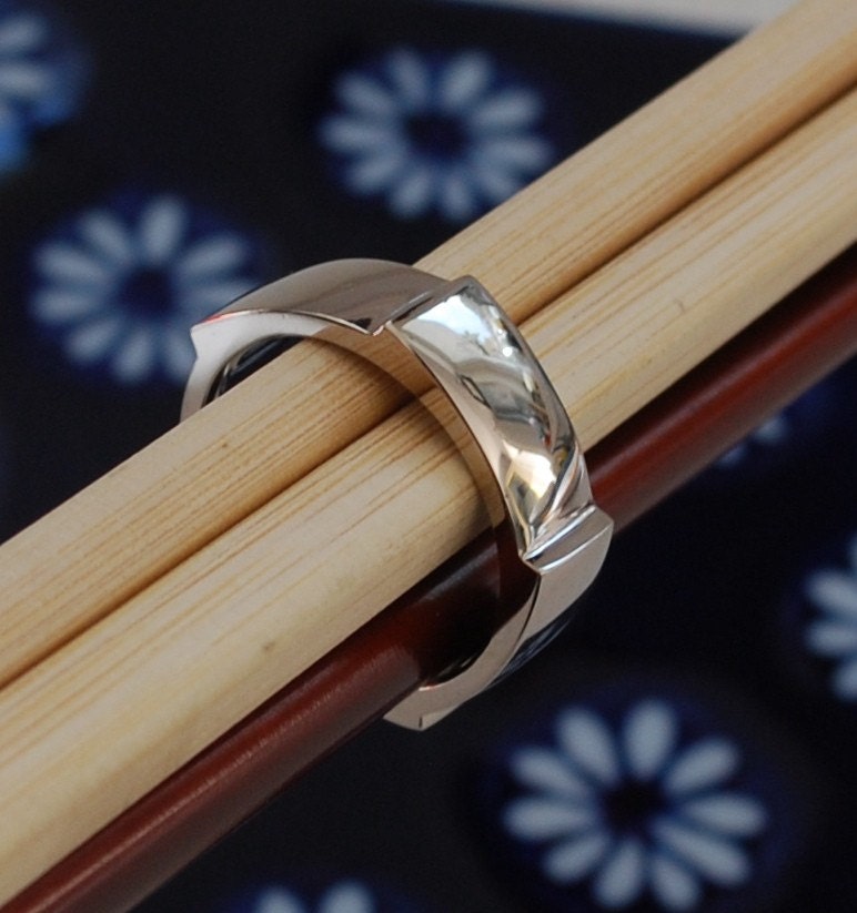 Mens wedding band - handmade wedding band - 18k palladium white gold -  Water Wheel