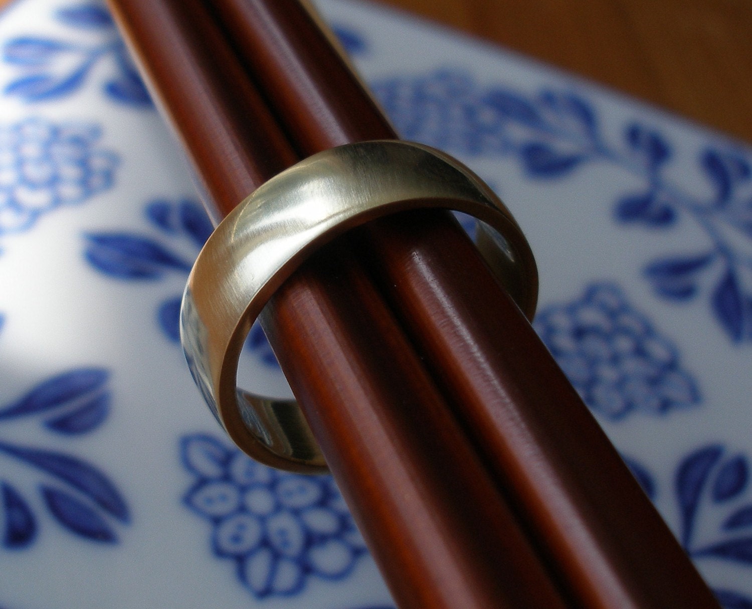 Handmade Gold Wedding Band - 14k Green Gold - Wedding Ring - Pipe Band