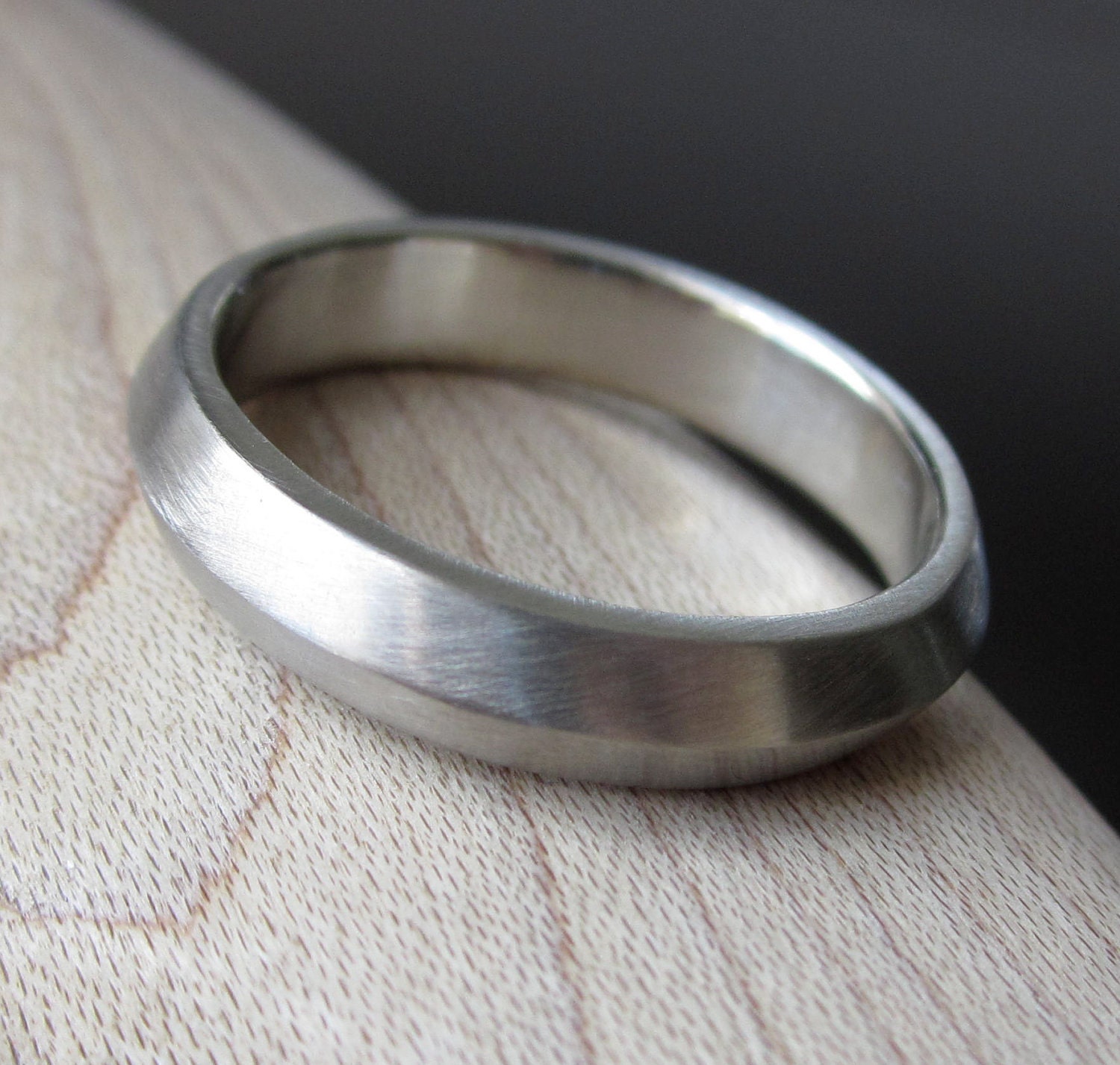 Mens Wedding Band - 10k White Gold - Art Deco design Apex
