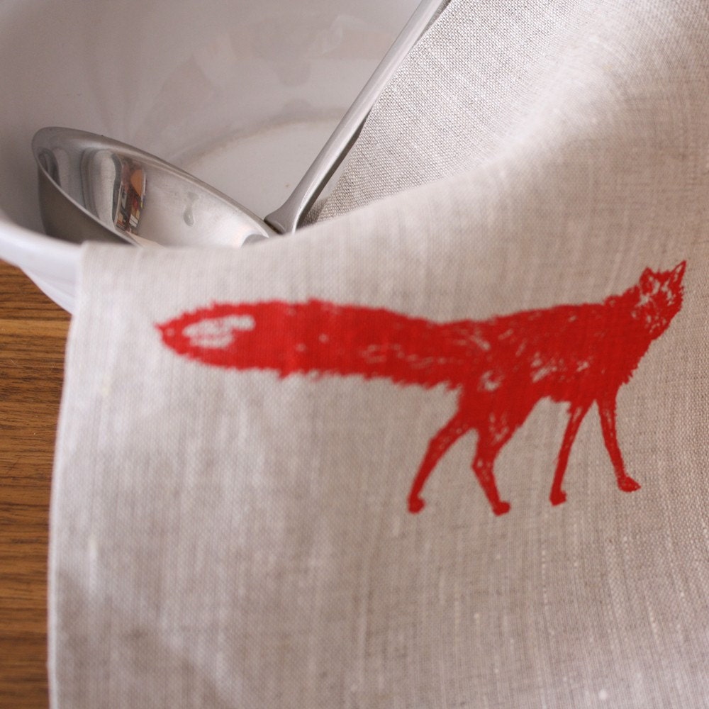 tea towel, fox
