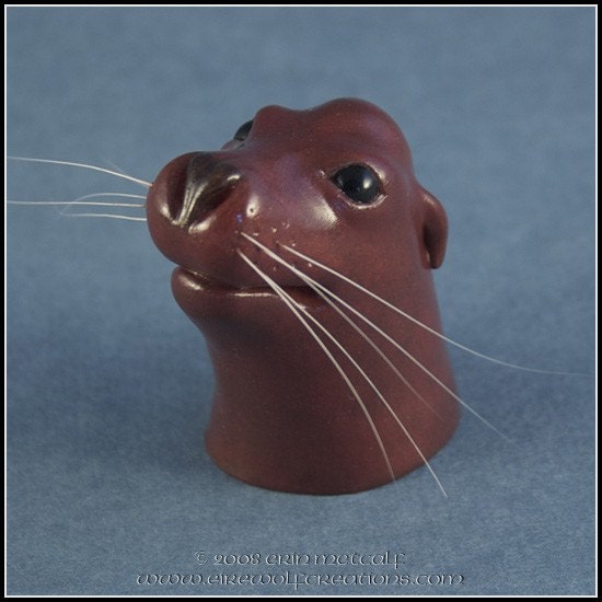 Playful Pup - California Sea Lion sculpture, cat whiskers, whimsical