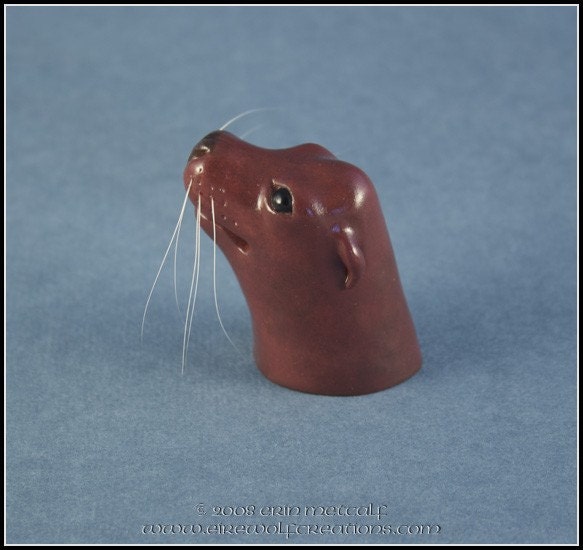 Playful Pup - California Sea Lion sculpture, cat whiskers, whimsical