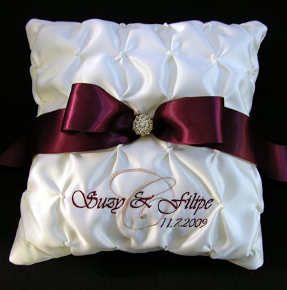 Wedding Ring Pillow with Custom Embroidery