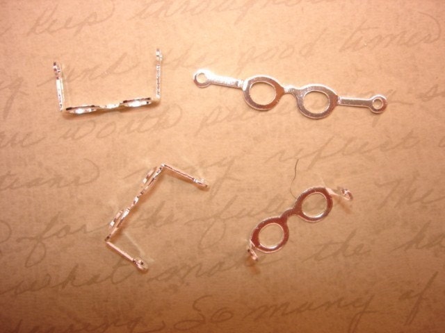4 Sterling Silver Plate Tiny Eyeglass Frame by Charms4Design