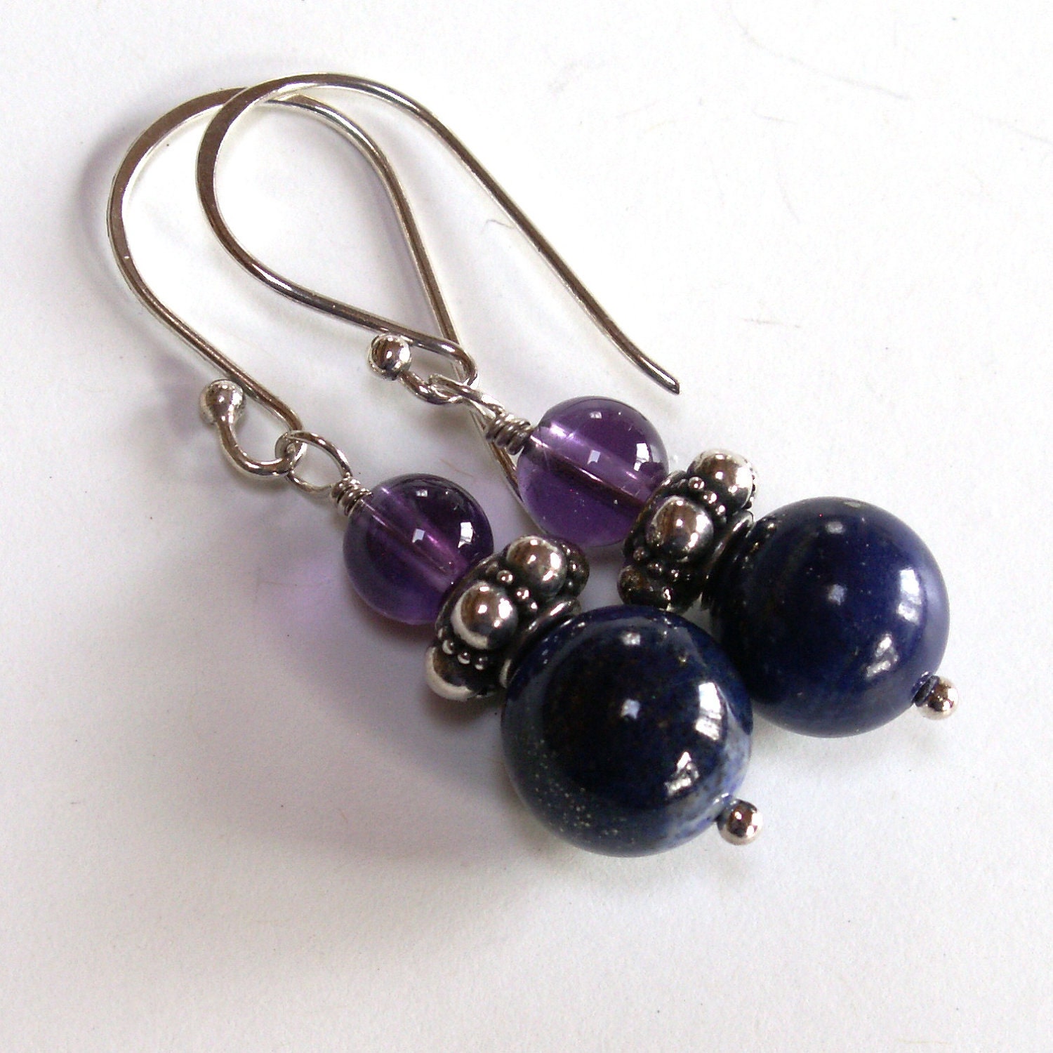 Lapis Lazuli Earrings . Amethyst Earrings . Gemstone Drop Earrings . Sterling Silver
