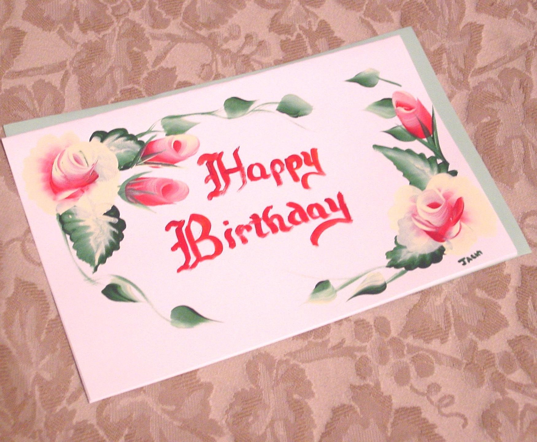 Hand Painted Birthday Card by ChristieCottage on Etsy