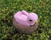 Felted Pink Bird With Nest