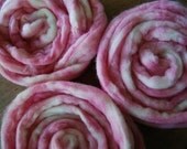 hand painted wool fleece for wet or dry felting...coconut ice