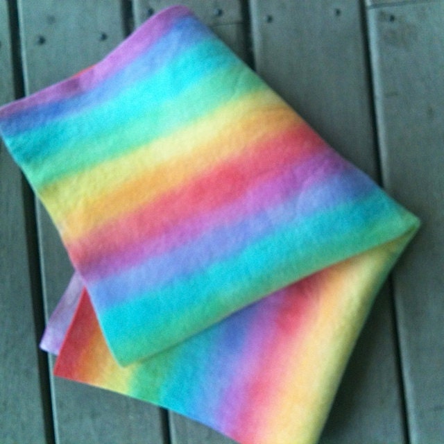 rainbows on hand painted wool felt..