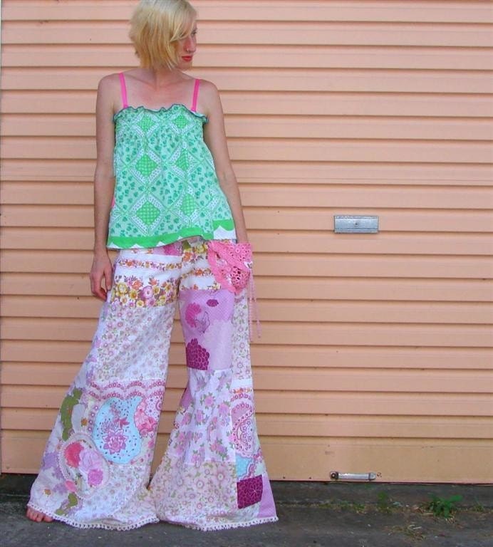 Custom made Patchwork Flared Pants your choice of colours and size