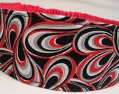 Fabric Headband Reversible Abstract Black Gray Red women hairband red polka dots girl headband
