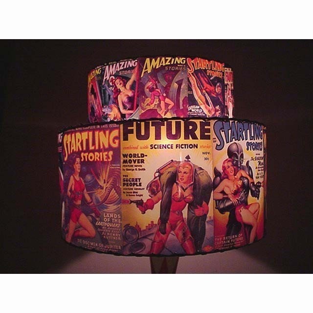 Vintage Startling Stories Amazing Stories Double Decker Lamp Shade