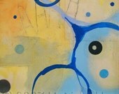 Nursery Rhyme, 2006 - Diptych Original Acrylic and Collage Painting (Orange, Yellow, and Blue)