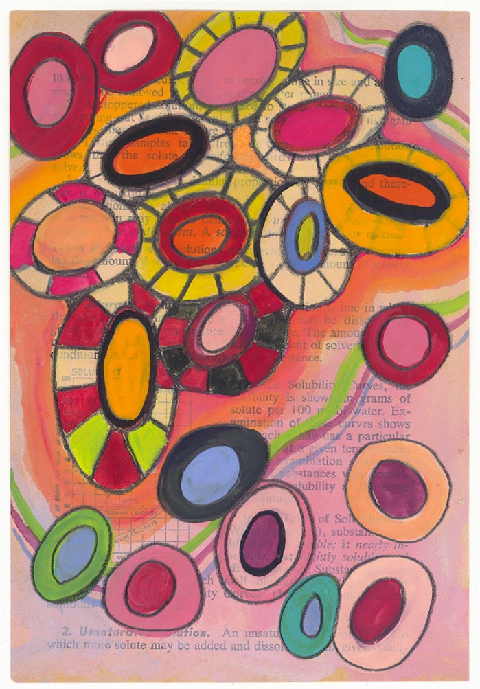 Candyland - Original Gouache Painting on Antique Book Paper