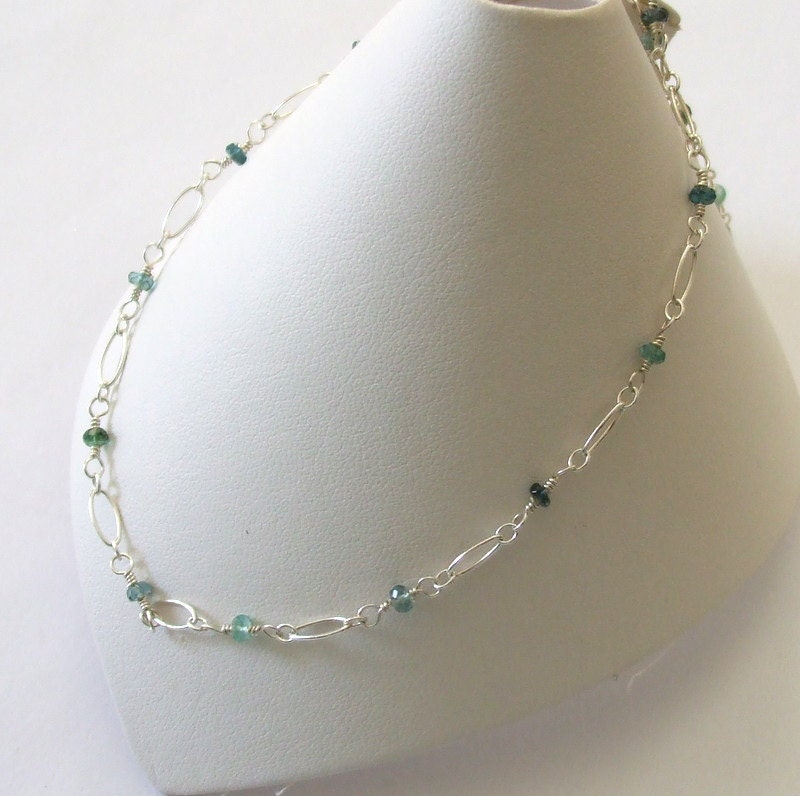 Aqua Tourmaline Adjustable Chain Anklet