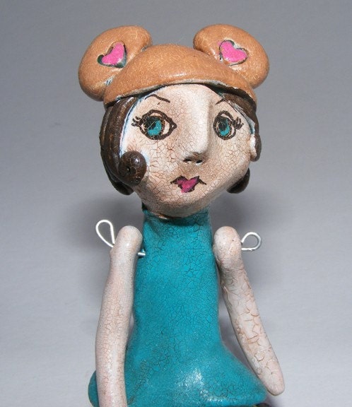 BEATRICE The Bear Girl Handmade Clay Sculpture