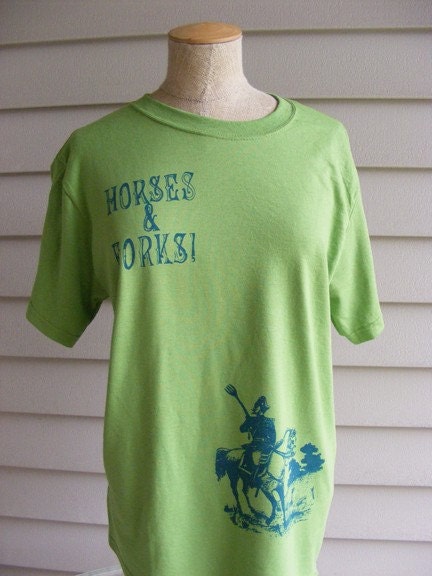 Fake Band Tshirt No. 1 Horses and Forks. . . Mens Large