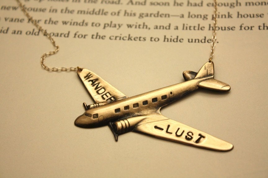 Wanderlust Plane Necklace- Gold Chain