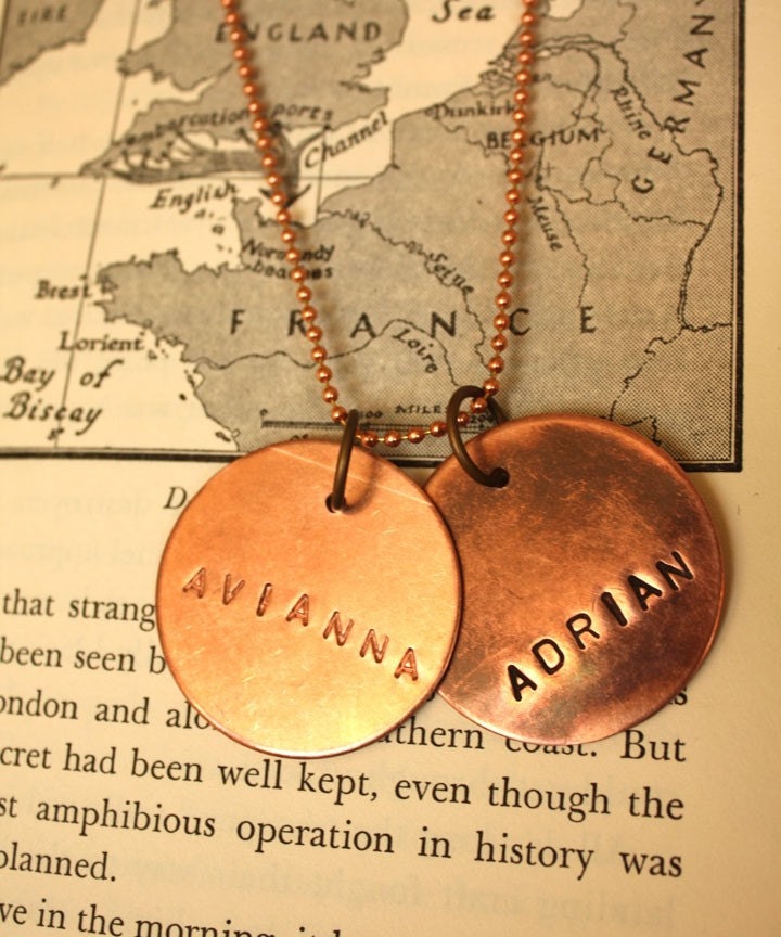 Mens Personalized Copper 2 Tags Necklace