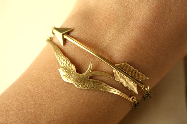 Gold Arrow and GOLD Bird BRACELETS