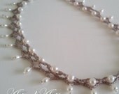 AstralArts- Blush and Pearl Glass Lace Necklace