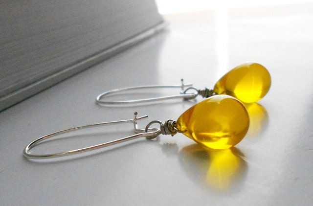 yellow drop earrings (nickel safe hooks) - mylittletree yellow drop earrings (nickel safe hooks) - mylittletree