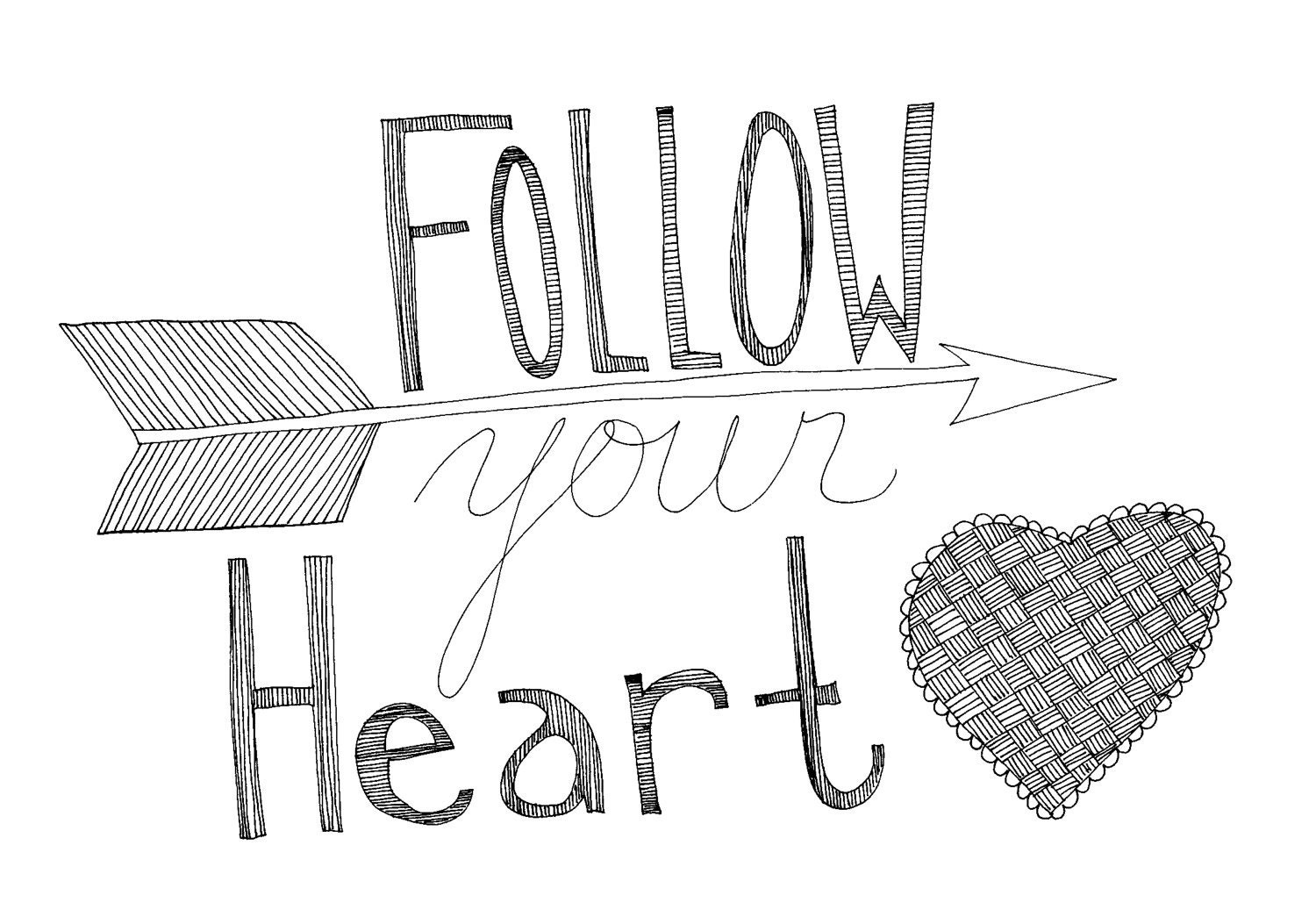 Follow Your Heart 8x10 Typography Inspirational Quote Print - virginiakraljevic