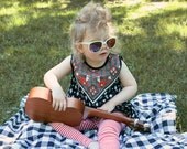 fox print black and white baby toddler dress Supayana