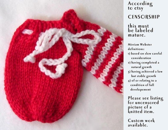 Red and White Willie Warmer knitted accessory for by goldiesknits