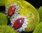 Red Flower Beetle Earrings