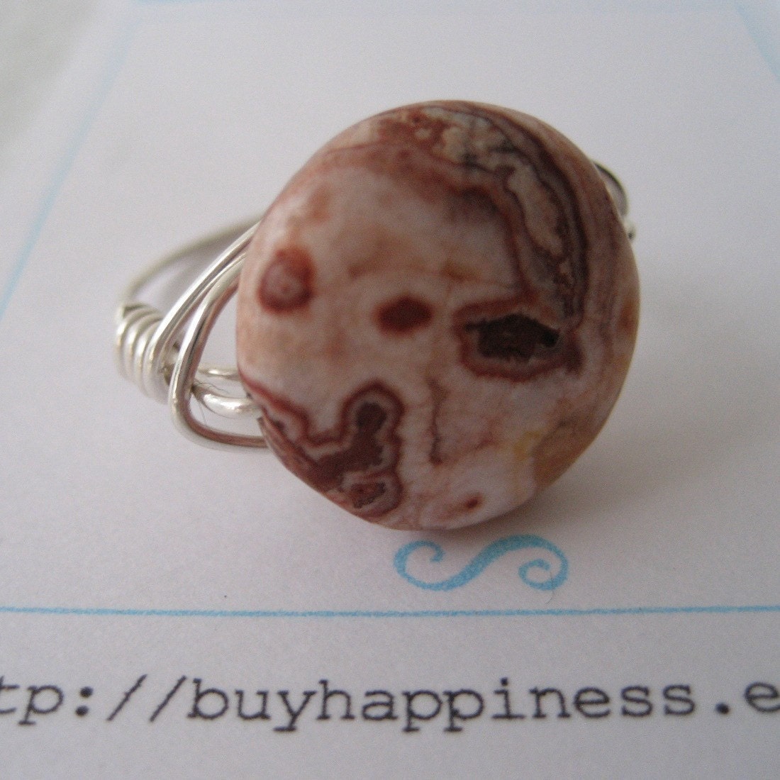 Pick your stone and ring size  Rosetta Lace Agate Puff Coin Ring