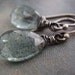 Oxidized Sterling Silver Wire Wrapped Moss Aquamarine Briolette Earrings