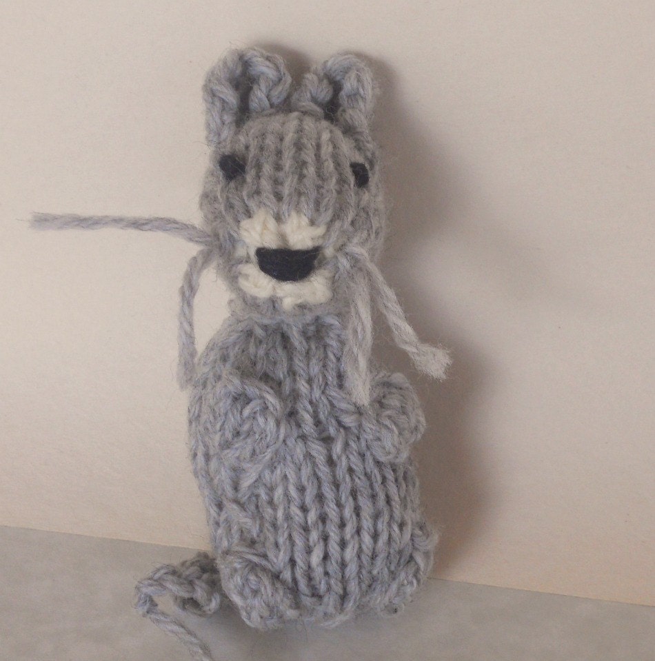 Wee Woodland Woolies, Hand Knit Mouse, Natural, Eco Friendly, Miniature