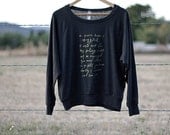 Slouchy Sweatshirt- gold on charcoal- size S, M, L - Jane Austen