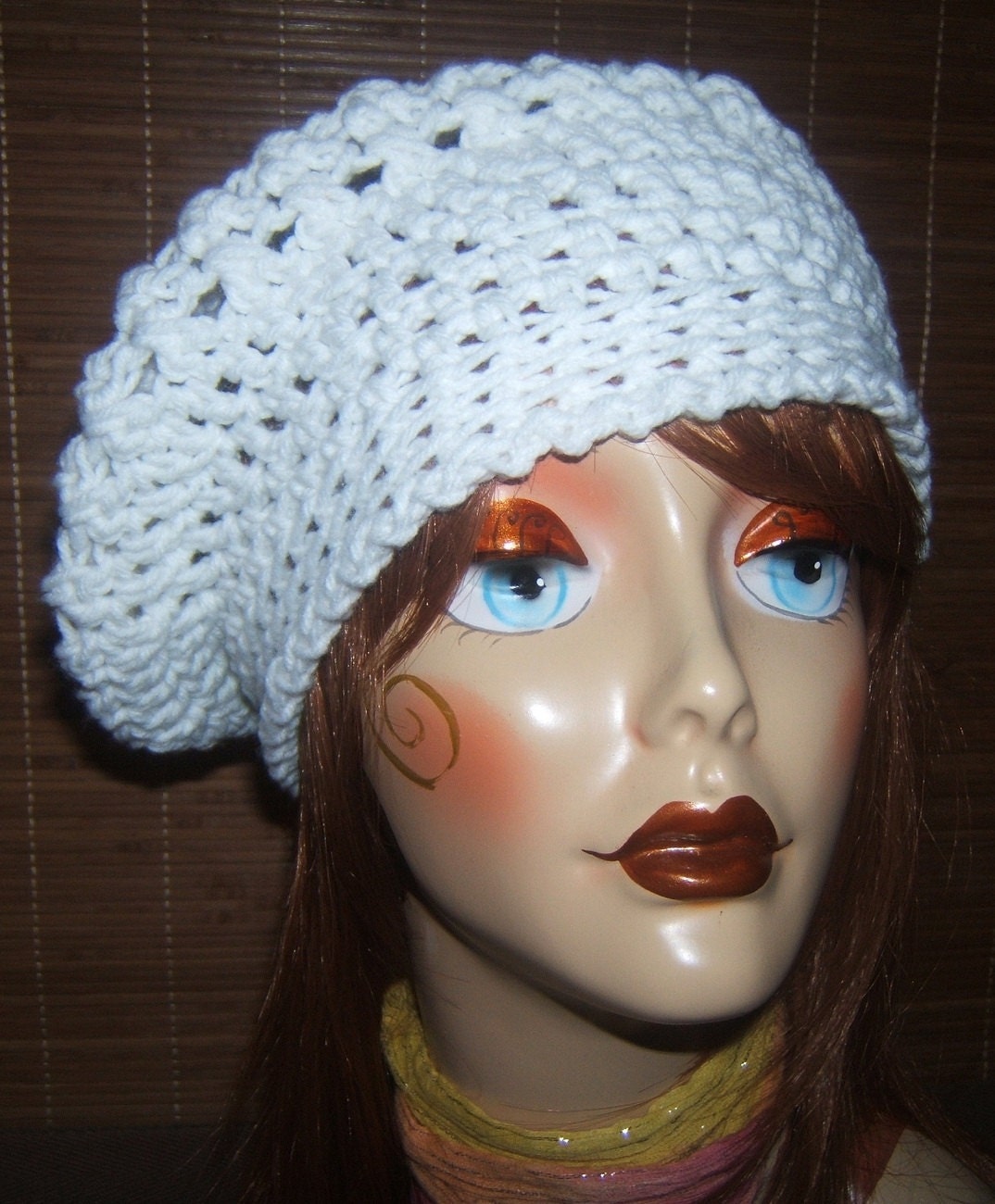 Adorable Crochet Cross-Over French Beret White
