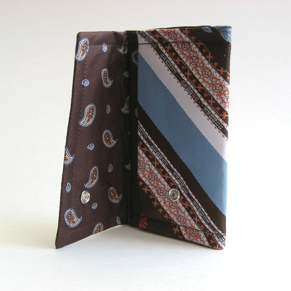 Upcycled Necktie Wallet - Vintage Flowers