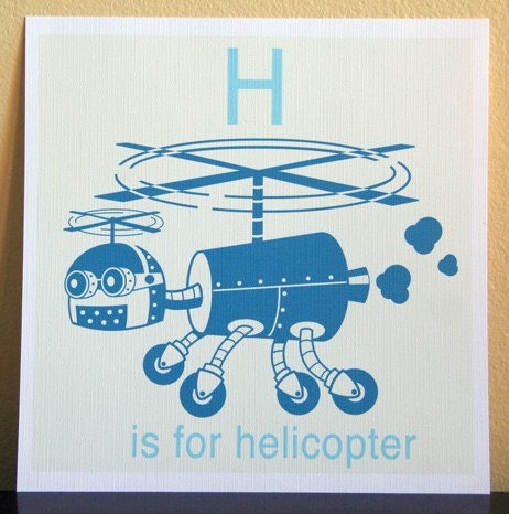 Robot Alphabet Print - H is for Helicopter