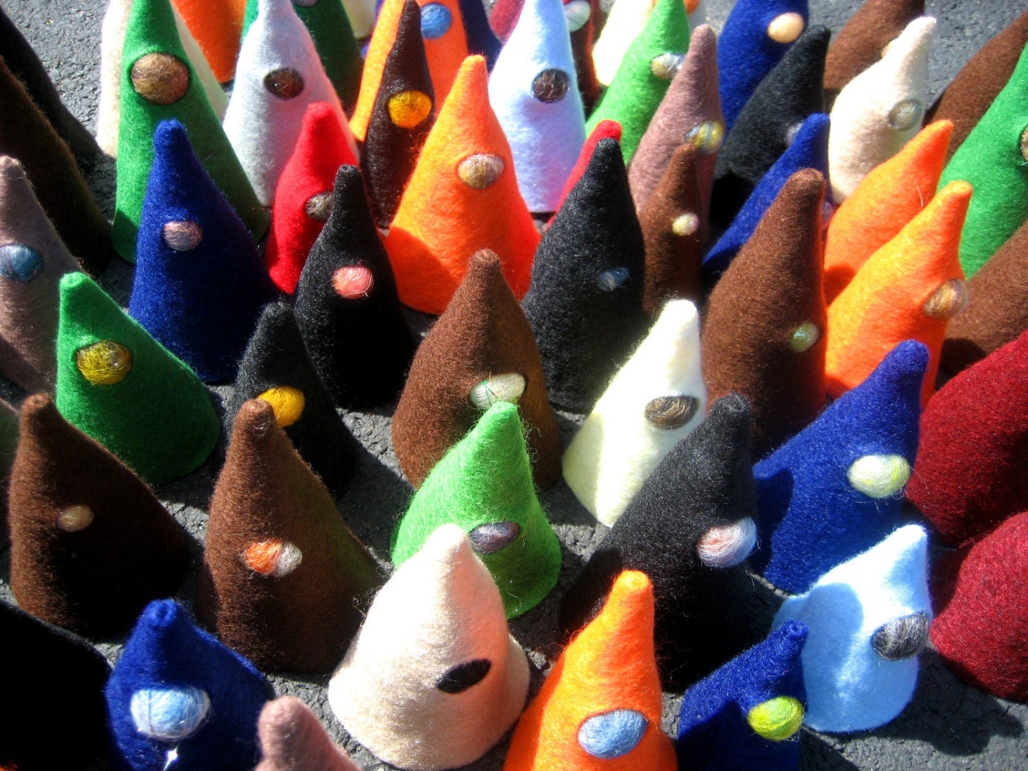 Set of 5 Colorful Gnomes