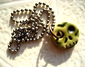Day of the Dead Inspired Small Round Ceramic Skull Pendant