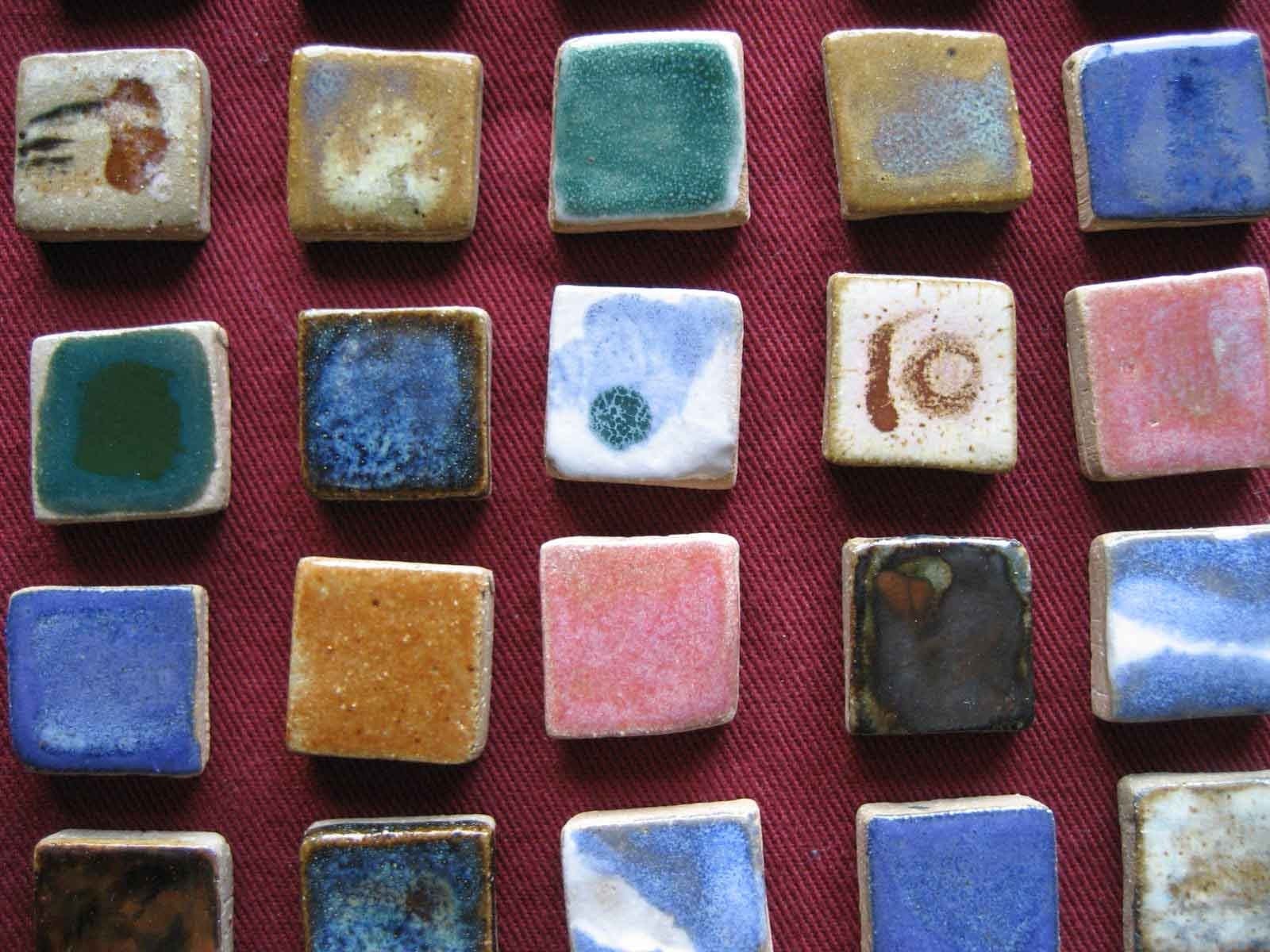 Grab Bag of 25 Random Colorful Handmade Ceramic Tiles