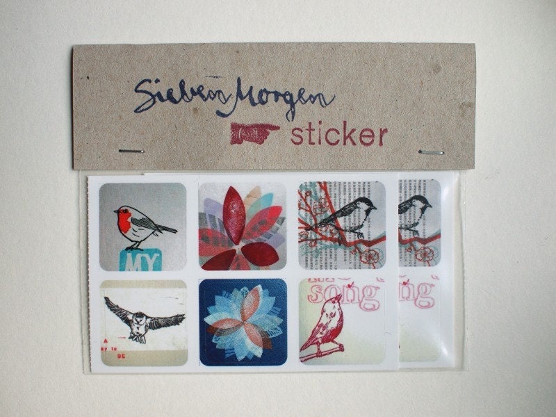 siebenmorgen stickers - melody - set of 12 vinyl stickers/6 designs - 22x22mm - by SiebenMorgen