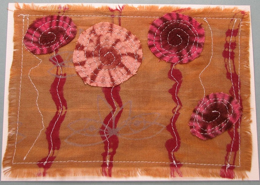 Karamatsu Shibori Flower Series - two. Fiber art original by Morgen Bardati